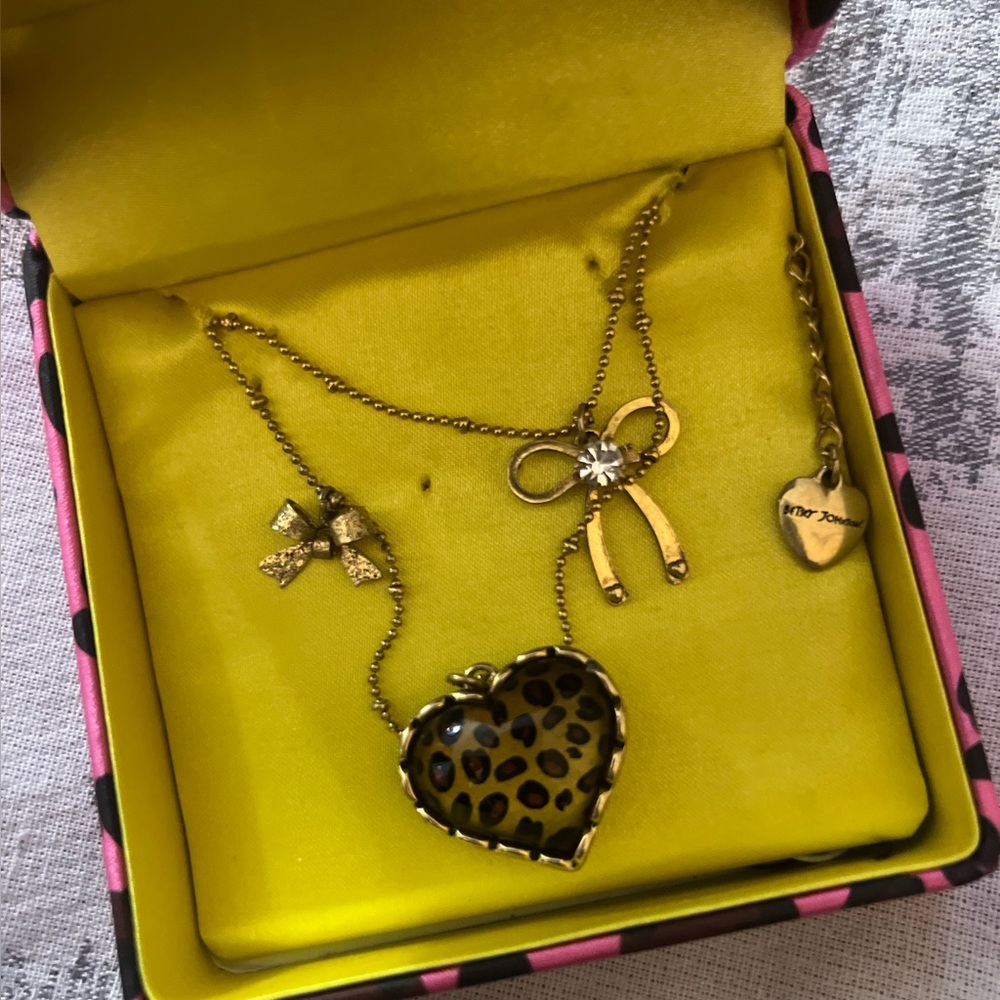 Betsey Johnson Gold Leopard Heart Necklace